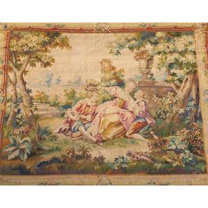 Aubusson Tapestry Galante Scene (218/177) 19th Century 