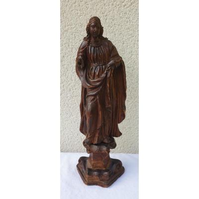 Sainte En  Bois Sculpté Fin 17 ème  Siècle Bois Léger 