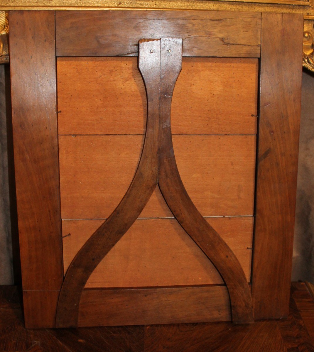 Table Mirror In Walnut And Repoussé Brass. France 17th Century.-photo-7