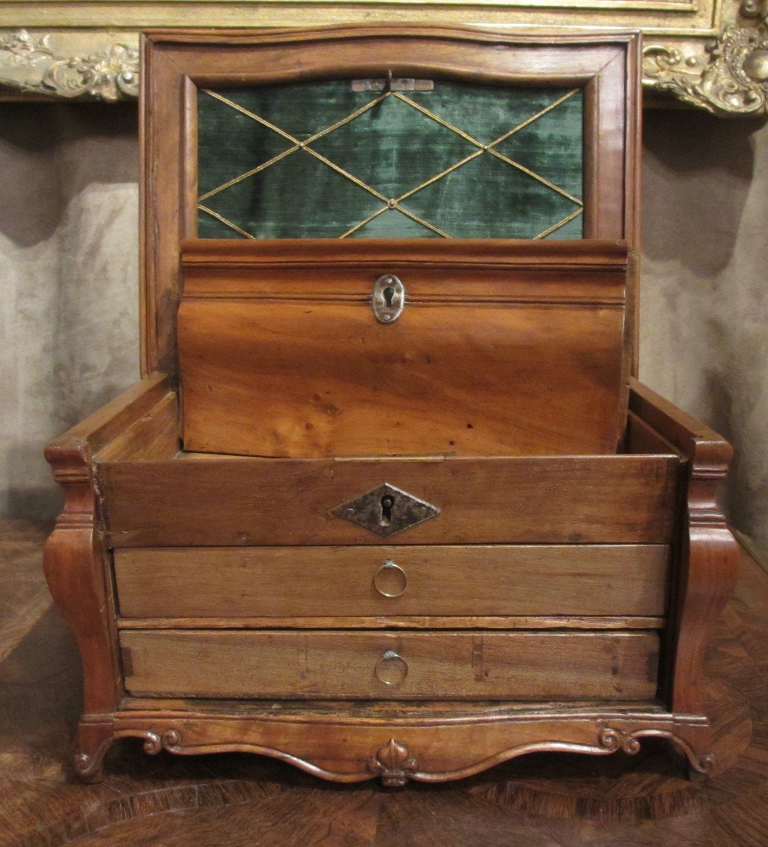 Rare Master's Chest Of Drawers Containing An Office Necessary - Inkwell-photo-4