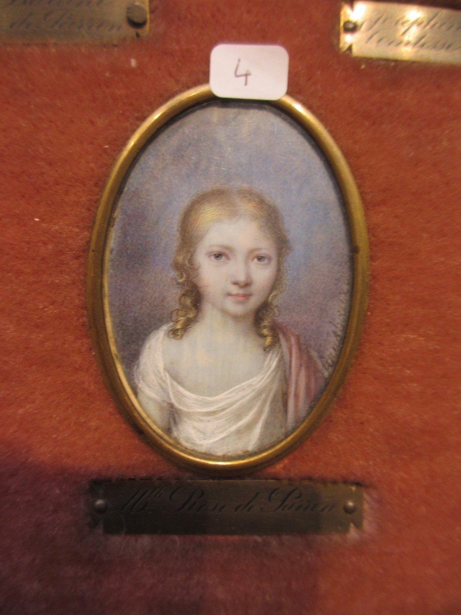 Five Miniature Portraits Of The Du Parron Family, 18th And 19th Centuries.-photo-1