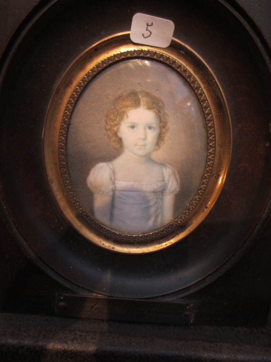 Five Miniature Portraits Of The Du Parron Family, 18th And 19th Centuries.-photo-2