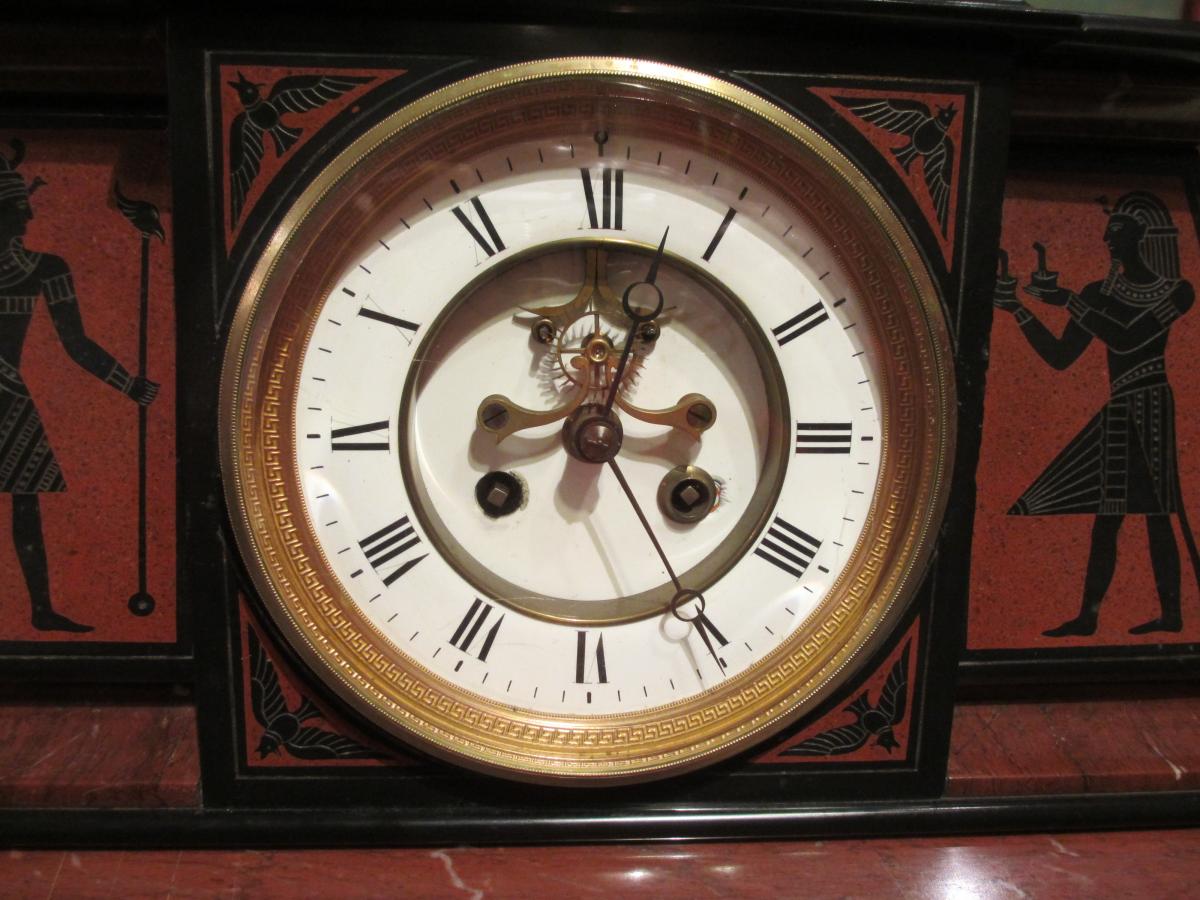 Marble Clock With Egyptian Decor-photo-1