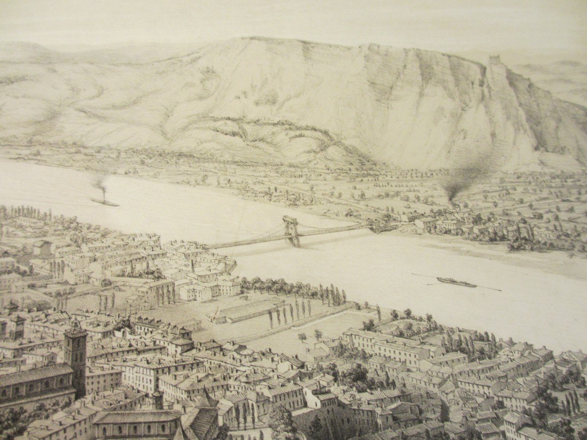 Voyage aérien en France , Lithographie de la Ville de Valence.-photo-3