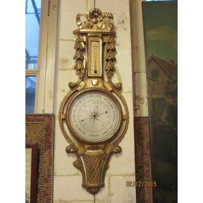 Barometer Louis XVI Gilded Wood