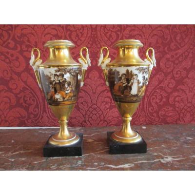 Pair Of Vases Porcelain Empire