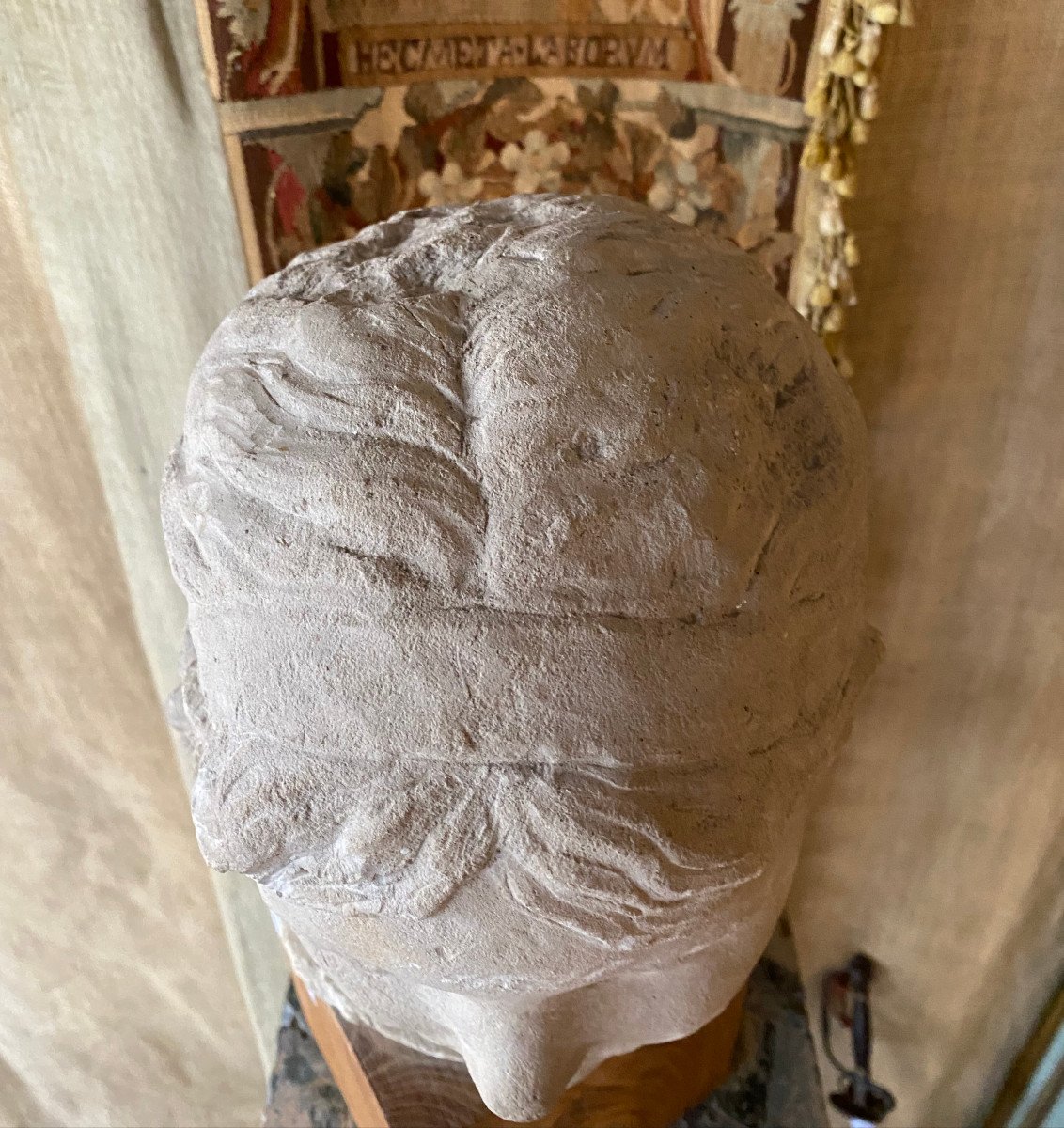 Tête d'Enfant En Pierre Calcaire Sculptée Par l'Artiste Saumurois Alfred Benon-photo-4