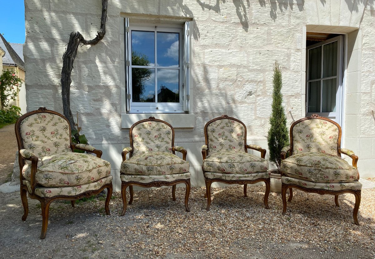 Suite De 4 Fauteuils d'&eacute;poque Louis XV