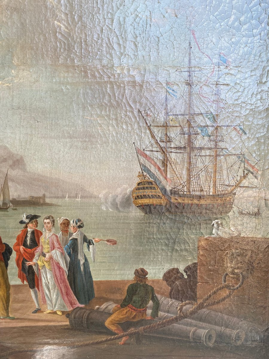 Grande Huile Sur Toile Dans Le Goût De Charles François Lacroix De Marseilles-photo-3