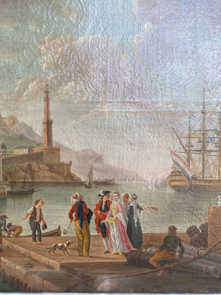 Grande Huile Sur Toile Dans Le Goût De Charles François Lacroix De Marseilles