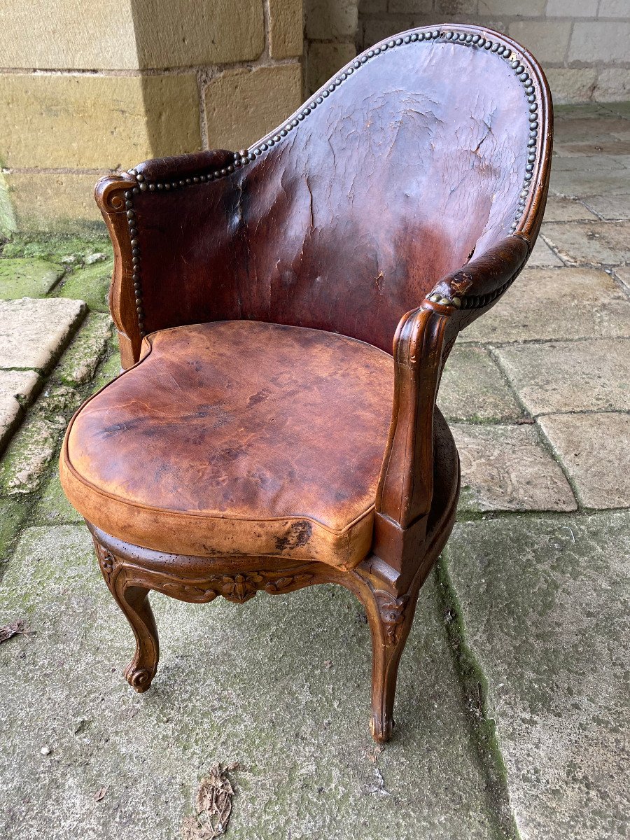 Fauteuil De Bureau Estampill&eacute; E Meunier &eacute;poque Louis XV-photo-2