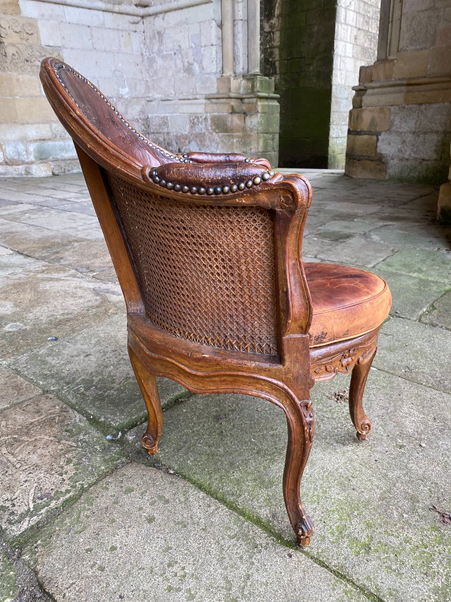 Fauteuil De Bureau Estampill&eacute; E Meunier &eacute;poque Louis XV-photo-3