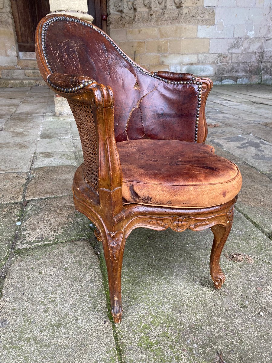 Fauteuil De Bureau Estampill&eacute; E Meunier &eacute;poque Louis XV