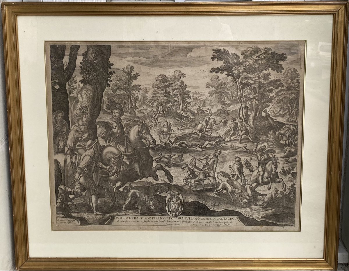 Gravure, Départ Pour La Chasse Au Faucon, Par Antonio Tempesta, XVIeme Siècle