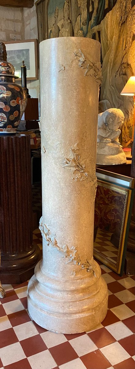 Large Column In Scagliola, End Of The 19th Century