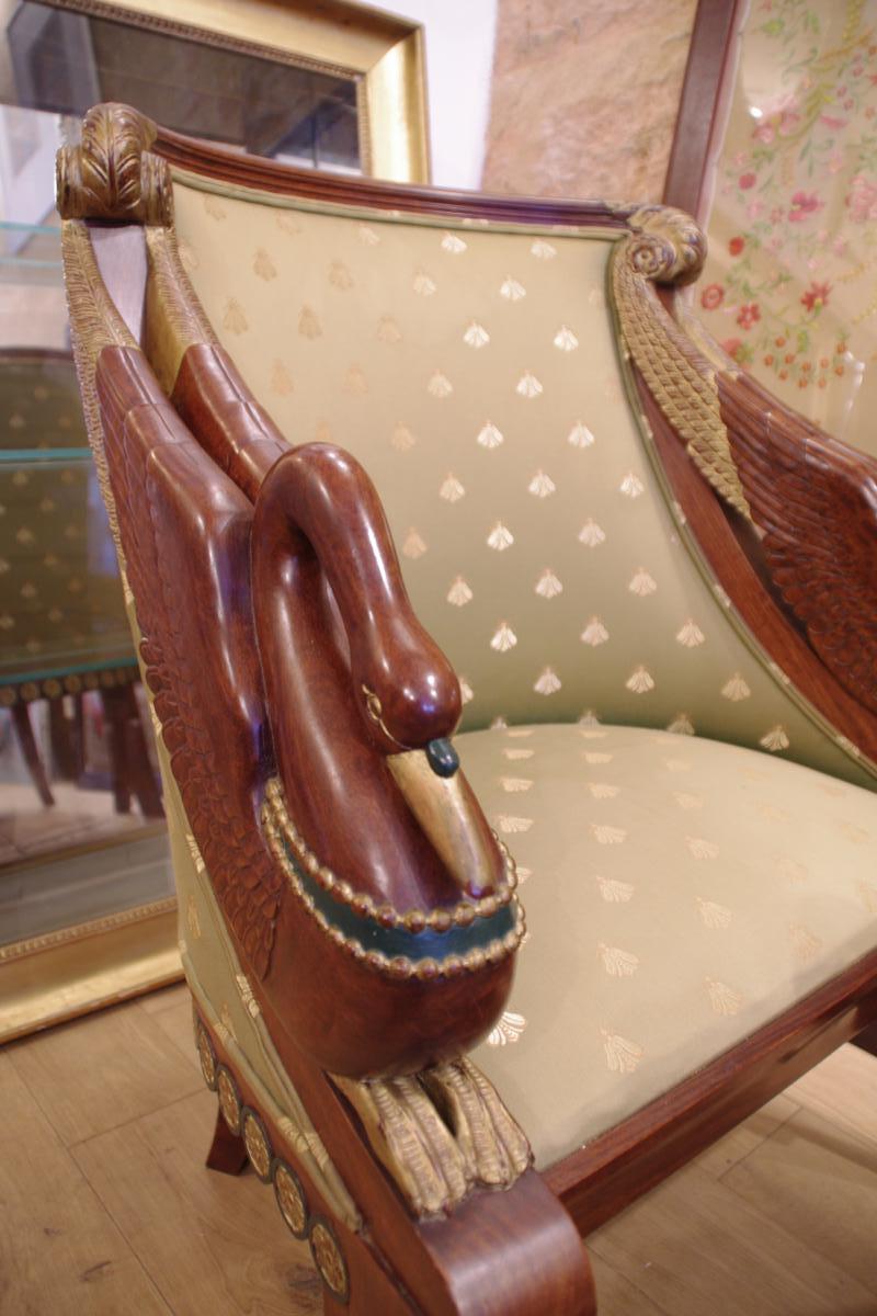 Paire De Fauteuils d'Apparat De Style Empire-photo-4