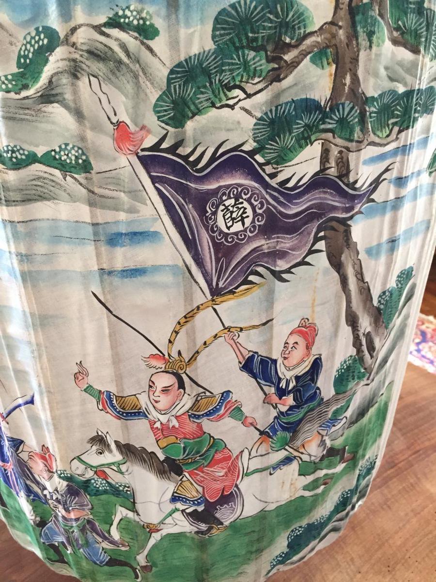 Importante Paire De Lanternes Chinoise En Papier-photo-1