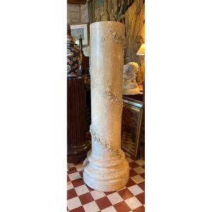 Grande Colonne En Scagliola, Fin Du XIXeme Siècle