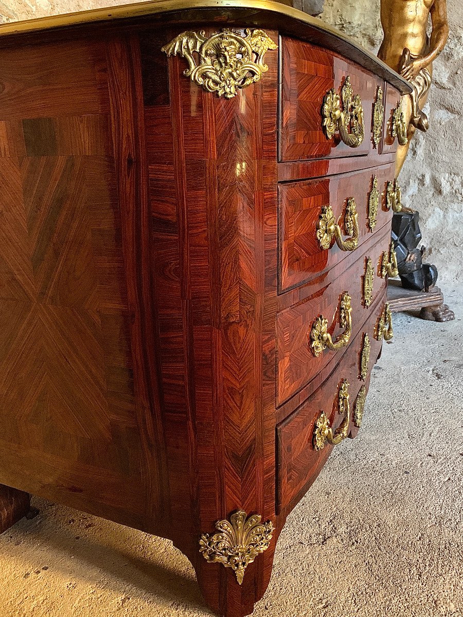 Regency Period Commode In Violet Wood And Rosewood Marquetry.-photo-4