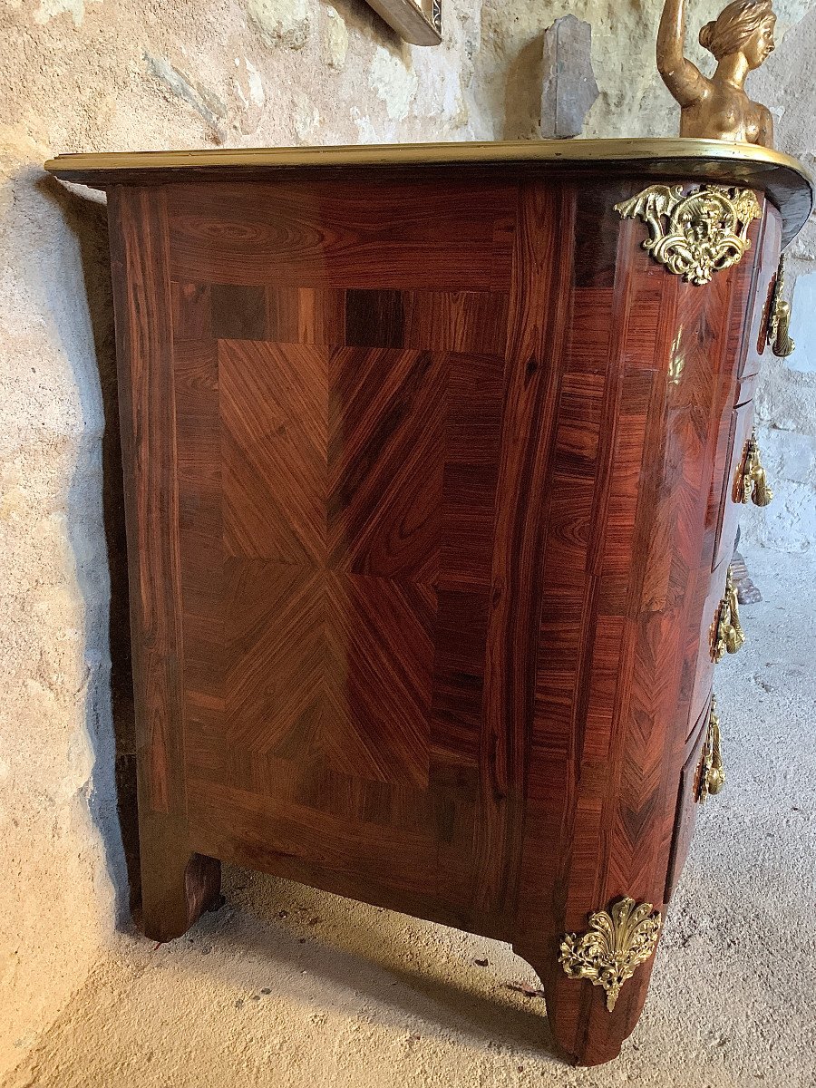 Regency Period Commode In Violet Wood And Rosewood Marquetry.-photo-3