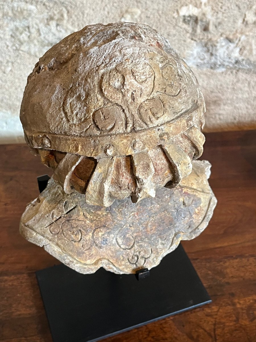 Stone Helmet, Element Of A Coat Of Arms. 16th Century . Helm. -photo-3