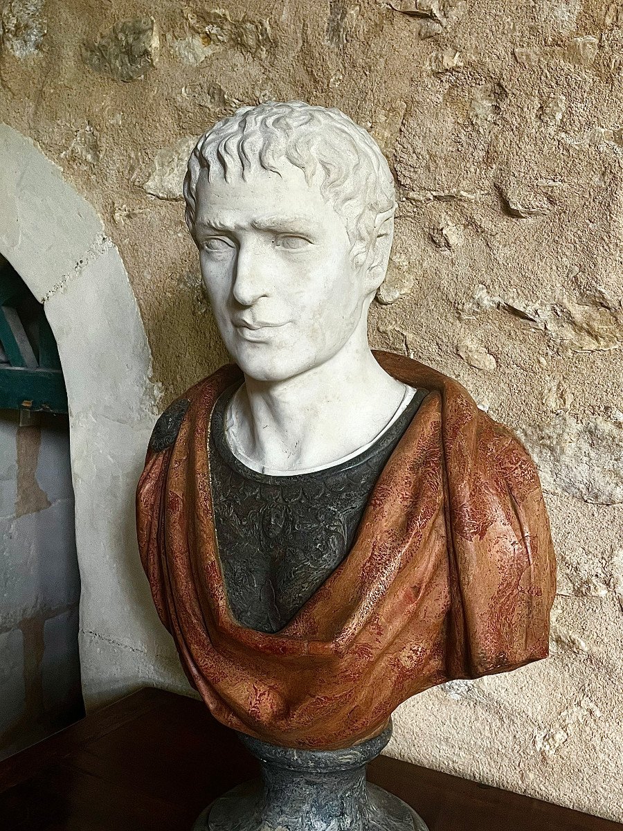 Buste à L’antique De Spartacus En Soldat Romain , En Scagliola . XX ème Siècle -photo-4