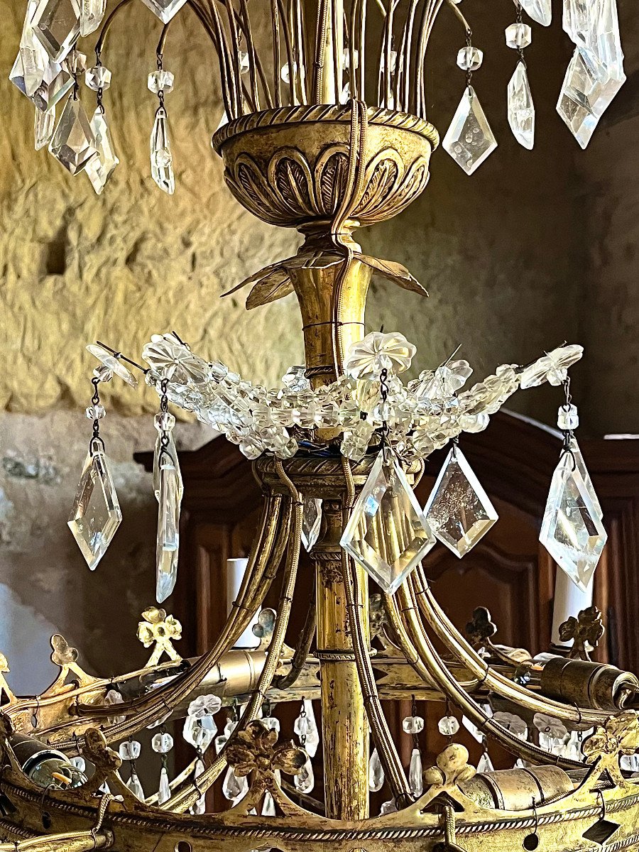 Important Chandelier In Gilt Bronze And Rock Crystal. Northern Europe, Late 18th Early 19th Century-photo-1