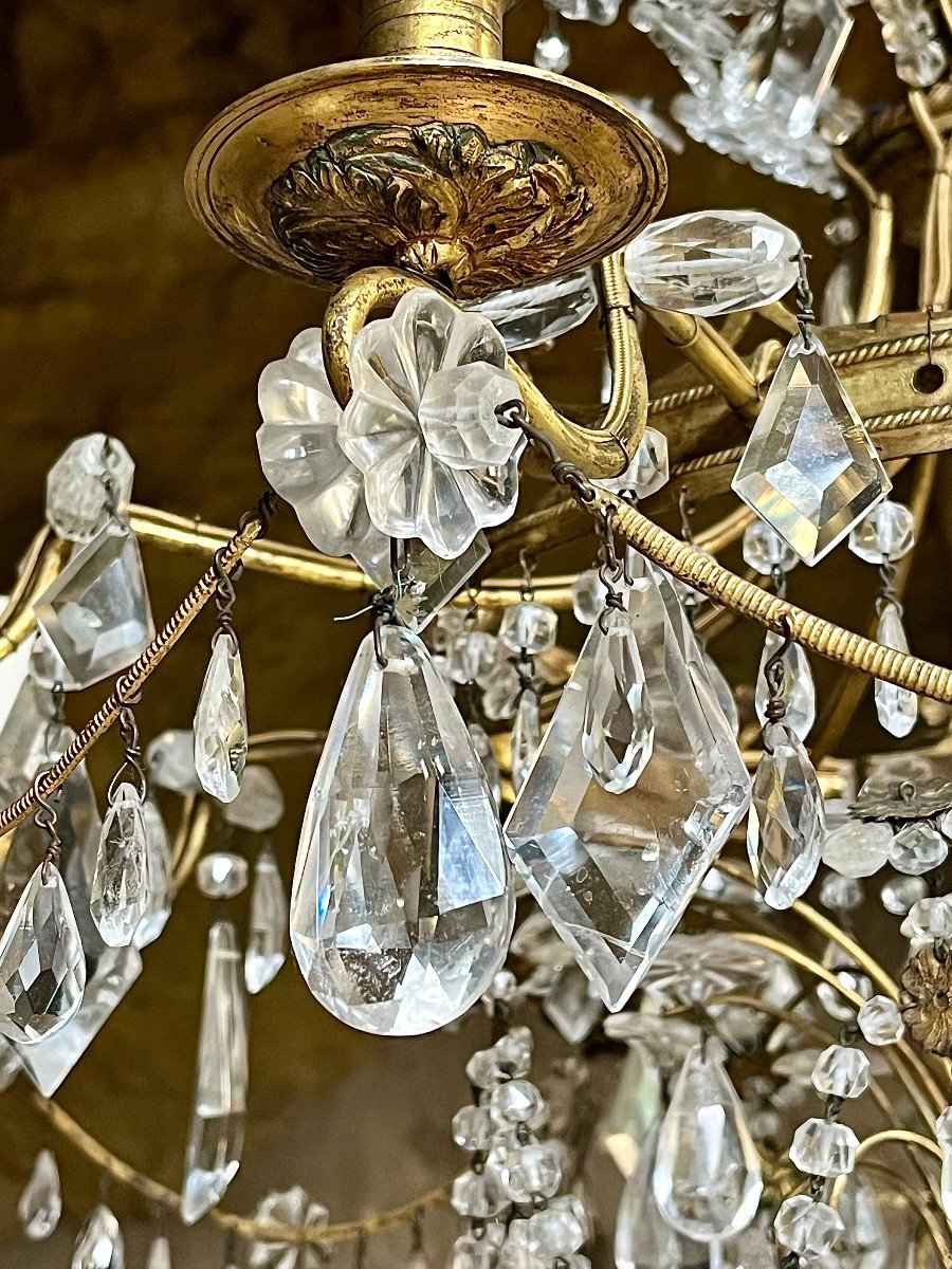 Important Chandelier In Gilt Bronze And Rock Crystal. Northern Europe, Late 18th Early 19th Century-photo-4