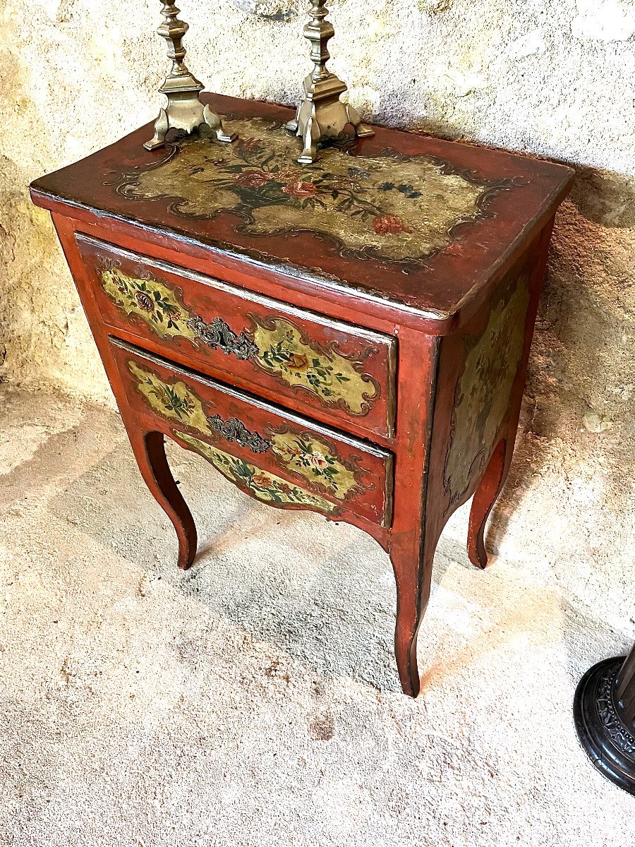 Petite Commode Peinte , Sicile ,  Fin XVIII ème . Chevet . -photo-2