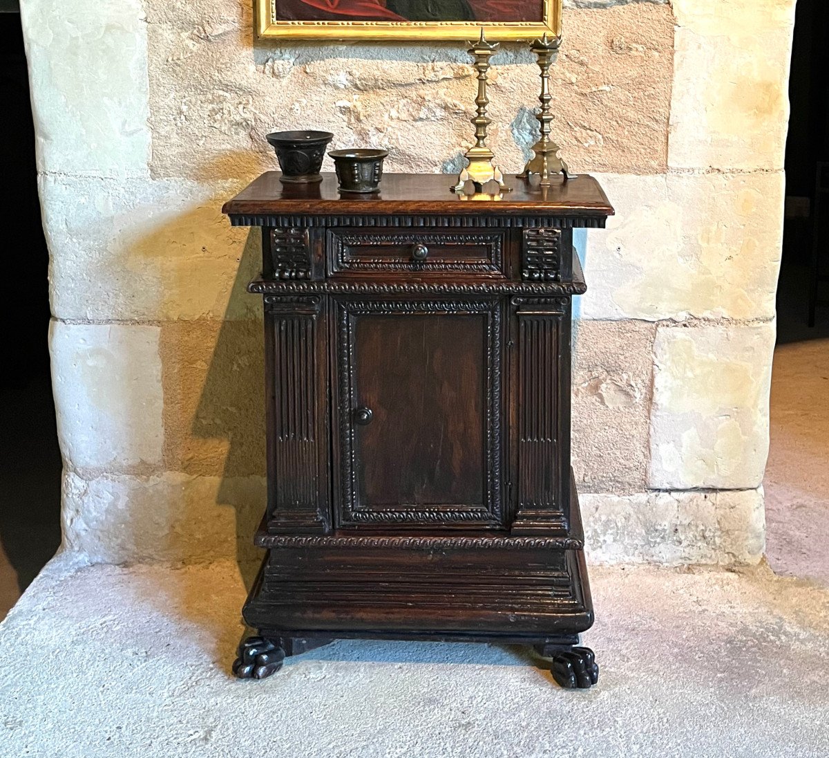 Oratory, Italy, 17th Century. Small Piece Of Furniture With One Door -photo-2