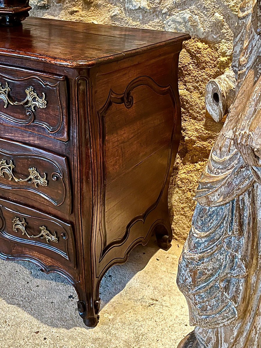 Small 18th Century Tomb Chest Of Drawers, Made Of Chestnut Wood. "commode Tombeau"-photo-3