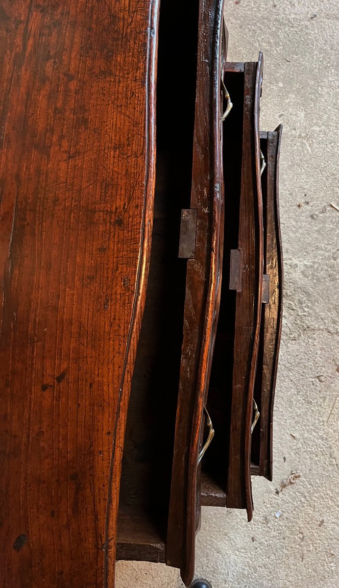 Small 18th Century Tomb Chest Of Drawers, Made Of Chestnut Wood. "commode Tombeau"-photo-4