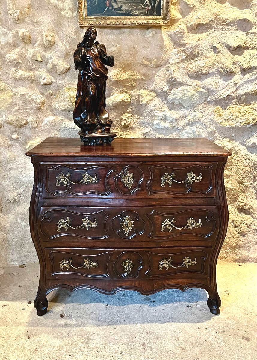 Small 18th Century Tomb Chest Of Drawers, Made Of Chestnut Wood. "commode Tombeau"