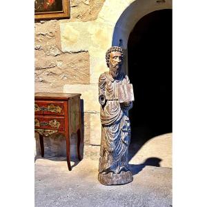 Grande Statue De Saint  Evangeliste ,  Noyer , XV ème Siècle 