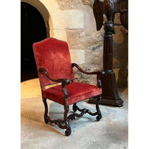 Grand Fauteuil époque Louis XIV . Noyer 