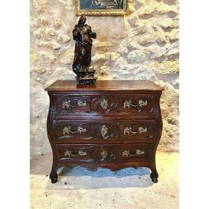 Small 18th Century Tomb Chest Of Drawers, Made Of Chestnut Wood. "commode Tombeau"