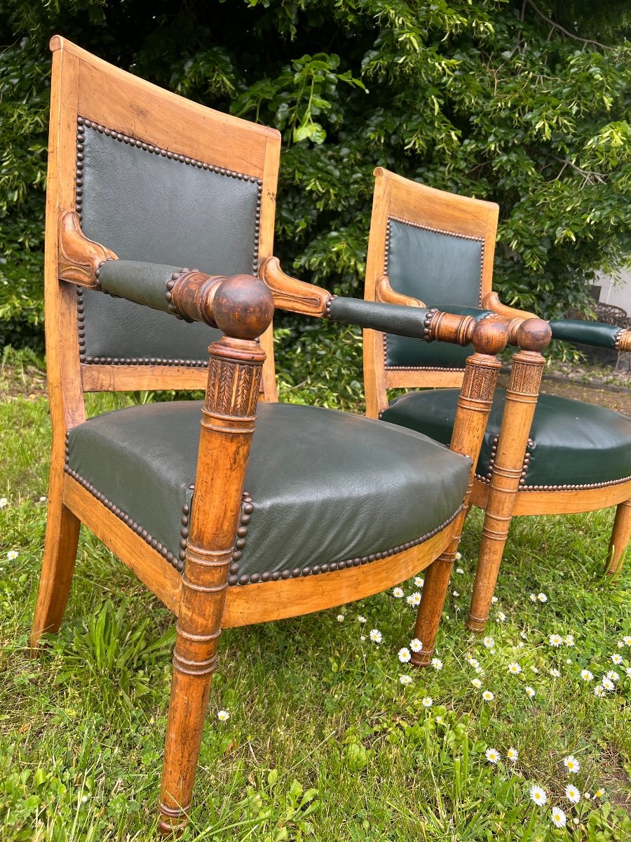 Paire De Fauteuils Merisier époque 1820-1830-photo-2