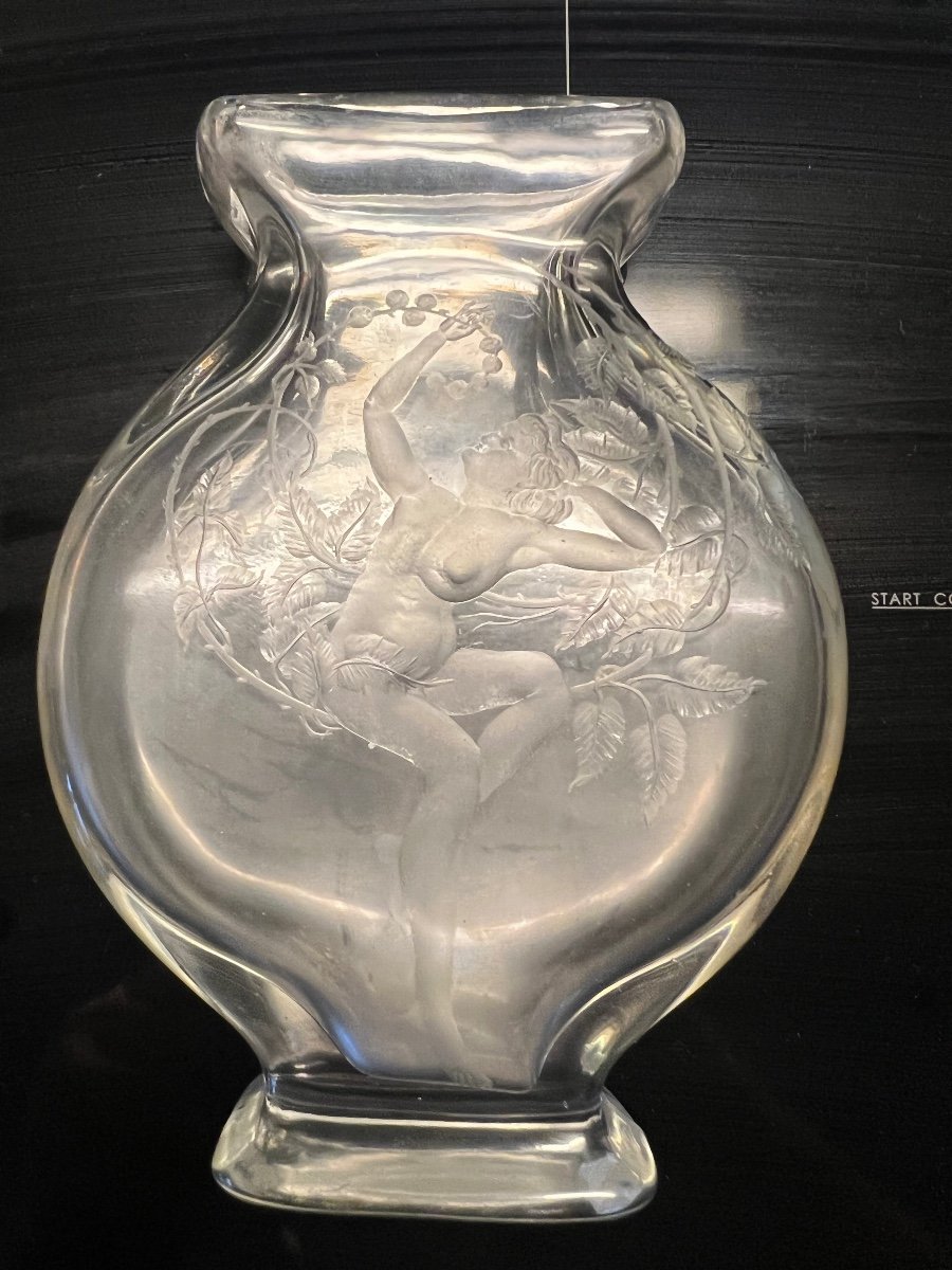 Vase Art Nouveau Baccarat Femme Nue Pour L’escalier De Cristal -photo-3