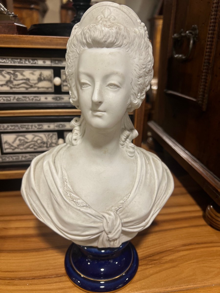 Bust Marie Antoinette Biscuit De Sevres Signed And Dated -photo-5