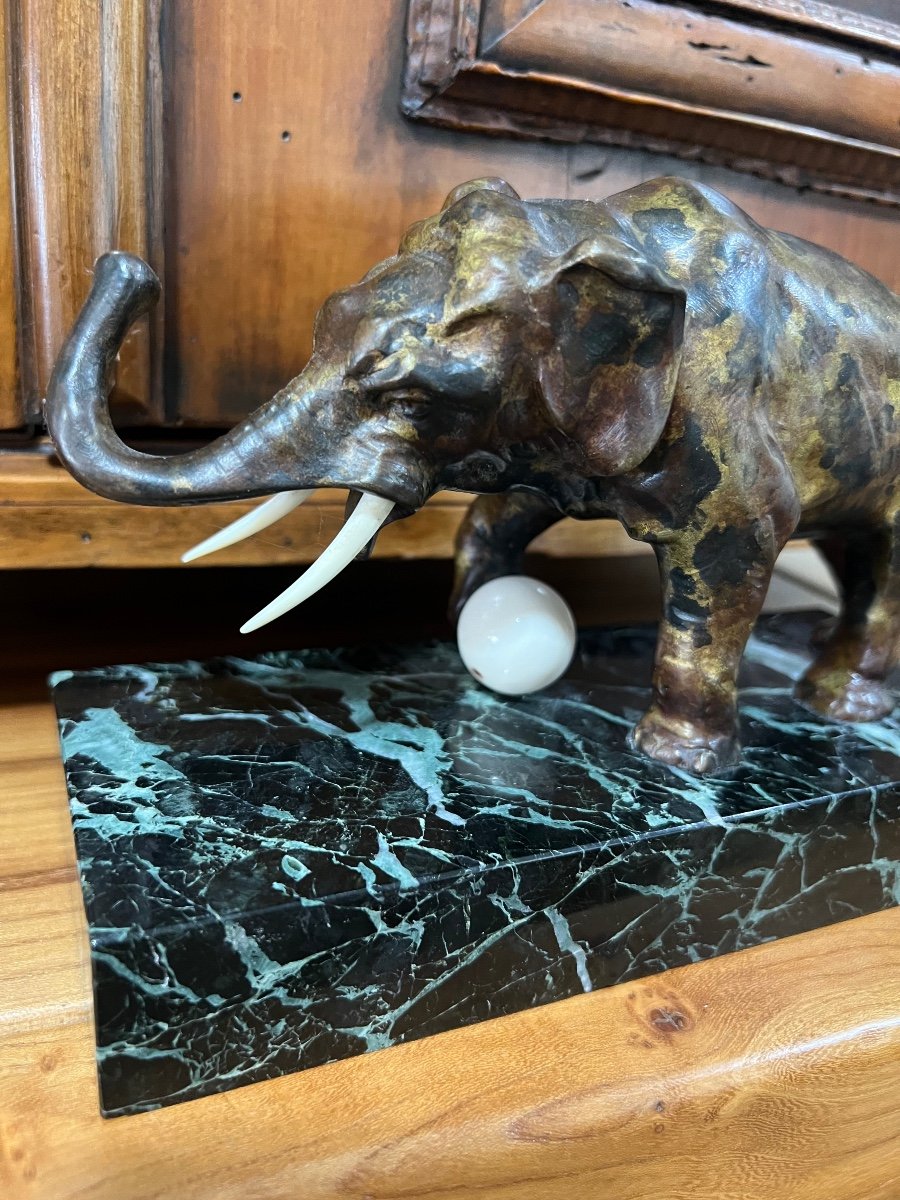 Bronze By Louis Riche Elephant In La Boulle -photo-3