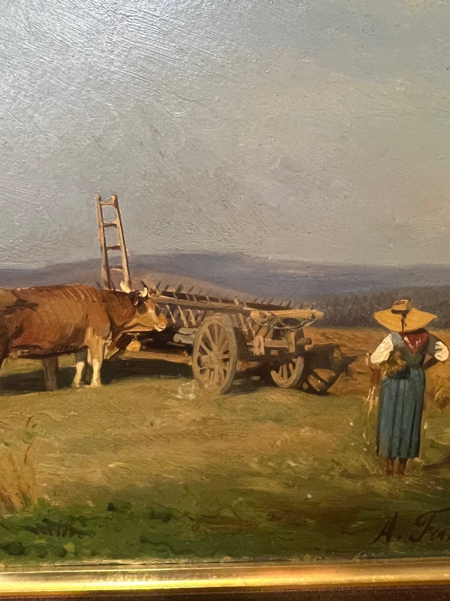 Painting By Antonin Fanart Haymaking In The Doubs-photo-6