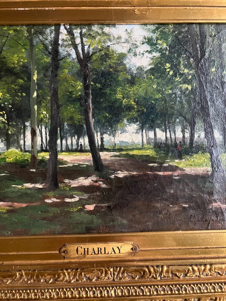 Oil On Canvas By Charlay-pompon Charles Landscape Forest -photo-2