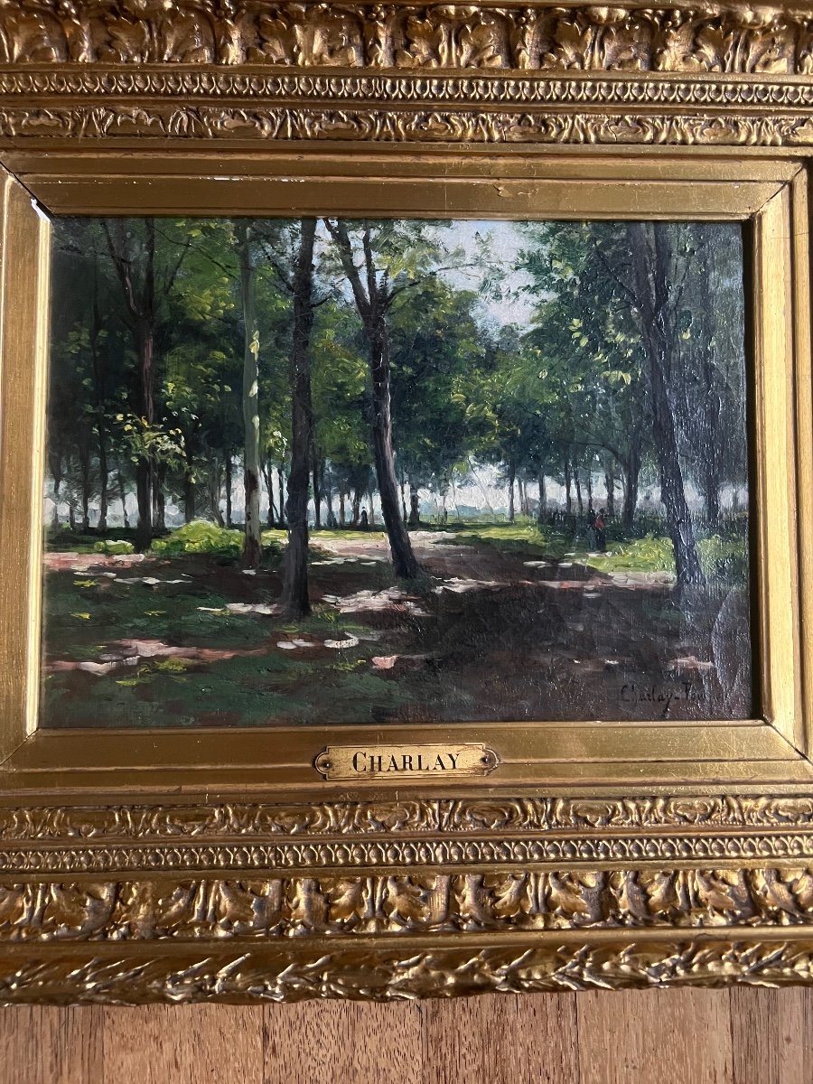 Oil On Canvas By Charlay-pompon Charles Landscape Forest -photo-6