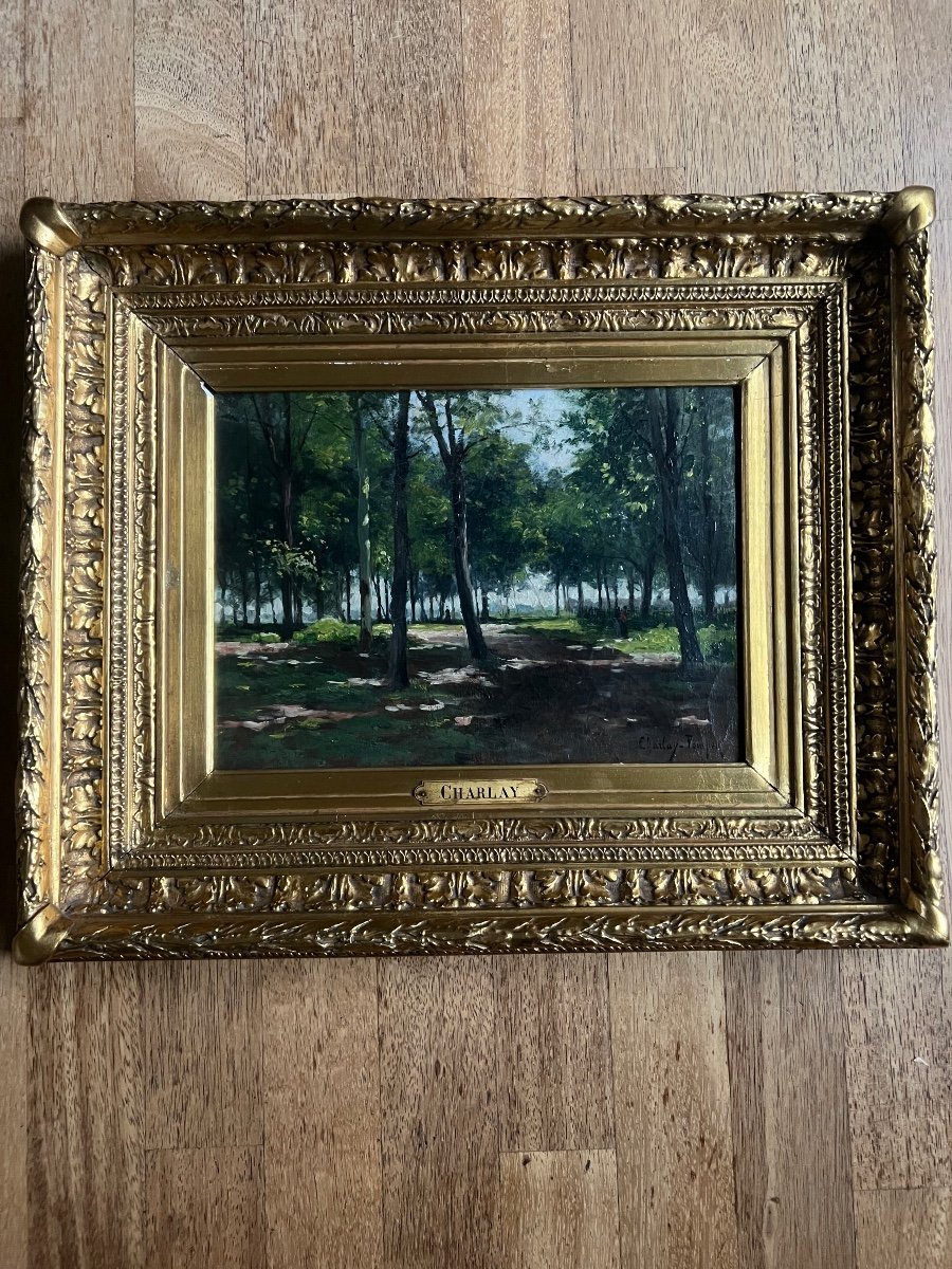 Oil On Canvas By Charlay-pompon Charles Landscape Forest -photo-8