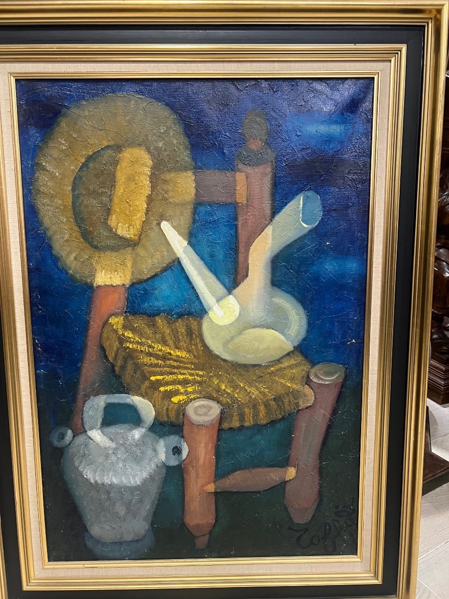 Oil Painting On Canvas Signed Louis Toffoli The Chair-photo-4