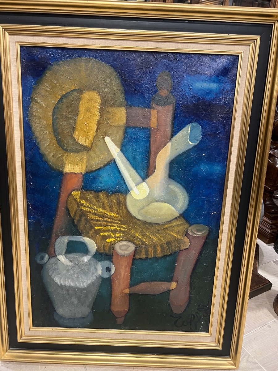 Oil Painting On Canvas Signed Louis Toffoli The Chair-photo-6