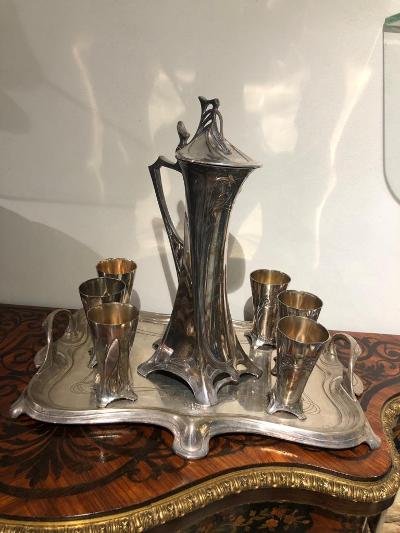 Service Art Nouveau Wmf Métal Argenté 8 Pièces Radivon A Bucarest