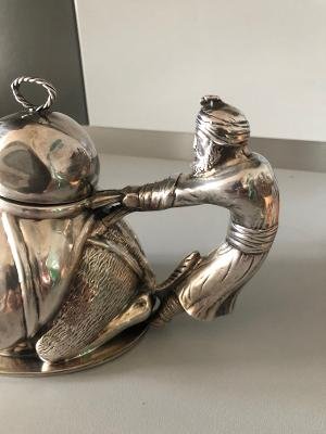 Teapot Silver Metal Signed Marriage Brothers In Paris Forming A Camel Pulled By The Camel Driver-photo-7