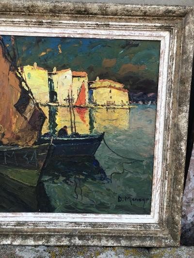 Oil On Panel D. Manago Marine Sailboats-photo-2