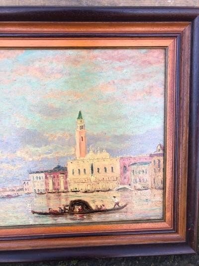 Peinture Huile Signé Henry Gerard Vue De Venise-photo-2